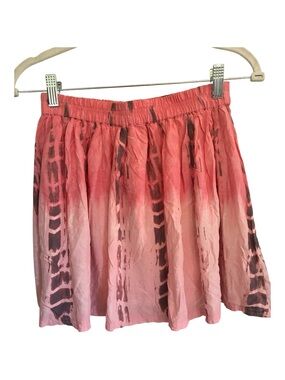 NWT Boho Hippie Festival Pink Ombre Tie-Dye Elastic Waist Skater Skirt Size XS